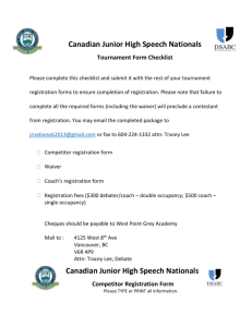 Canadian Junior High Speech Nationals Competitor Registration Form
