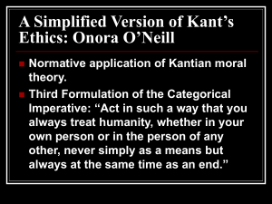 A Simplified Version of Kant's Ethics: Onora O'Neill
