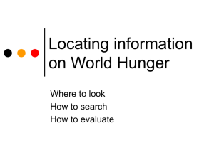Locating information on World Hunger
