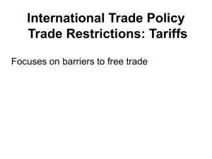 International Trade Policy Trade Restrictions: Tariffs