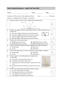 Year 9 Light Trial Test Answers