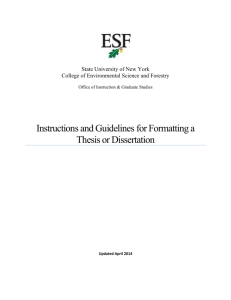 Instructions and Guidelines for Formatting a Thesis