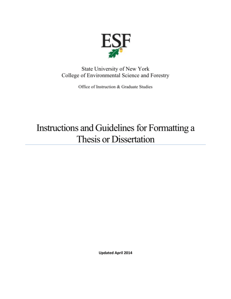 fgsr minimum thesis formatting requirements