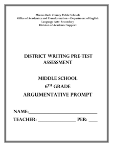 Grade 6 Argumentative - Language Arts and Reading - Miami