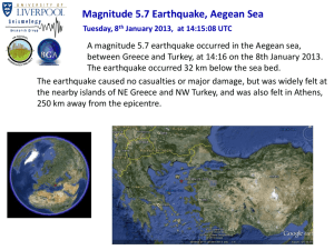Magnitude 5.7 Earthquake, Aegean Sea Tuesday, 8 th January