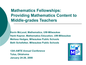 Mathematical Education of Teachers