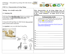 1A - video packet - Characteristics of Living Things