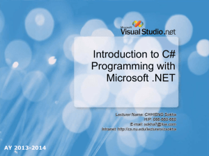 Chapter 01-Introduction to C# Programming with Microsoft .NET