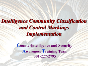Intelligence Community Classification and Control Markings