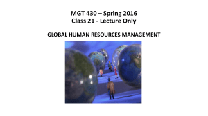 MGT 430 * Spring 2016 CLASS 21