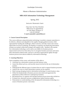 MBA 8125: Information Technology Management