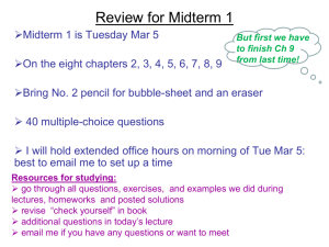 Review for Midterm 1