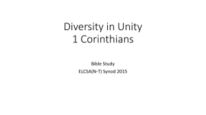 Diversity in Unity 1 Corinthians