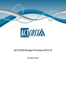 ACTCOSS Budget Priorities 2015-16