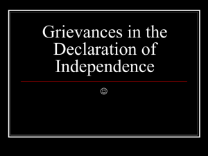Grievances in the Declaration of Independence