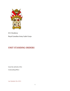 Unit Standing Orders - Strathroy Army Cadets