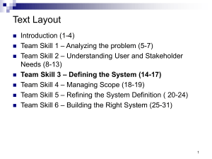 Team Skill 3 – Defining the System