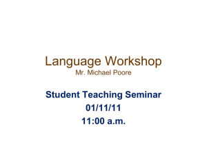 Language Workshop- Presented by Michael Poore