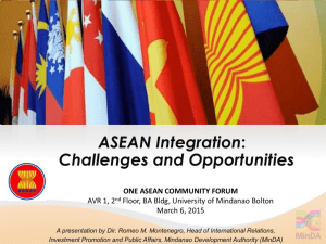 the ASEAN Lecture (Presented on March 6, 2015 at UM