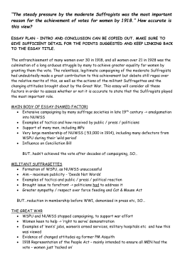 Women And The Vote Essay Plan Womens Suffrage Essay Plan Good High School Essays also Research Paper Essay Format Developing A Program To Write A New Custom Program