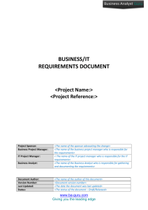 Detailed Business/IT Requirements