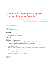 Critical Reflections on Canadian Security
