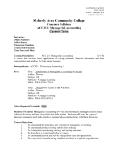 ACC 211 Managerial Accounting - Moberly Area Community College