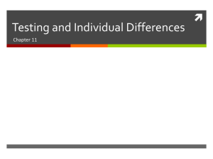 Unit 11: Testing and Individual Differences