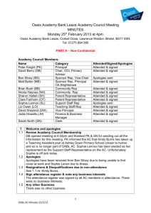Oasis Academy Bank Leaze Academy Council Meeting MINUTES