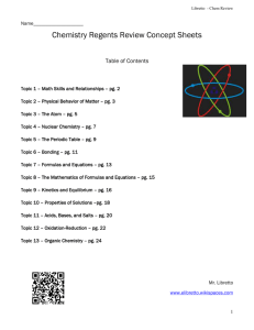 Chemistry Regents Review Concept Sheets 2012