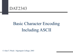 Basic Character Encoding including ASCII