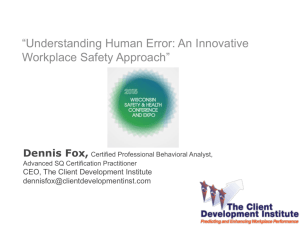 Understanding Human Error: An Innovative Workplace