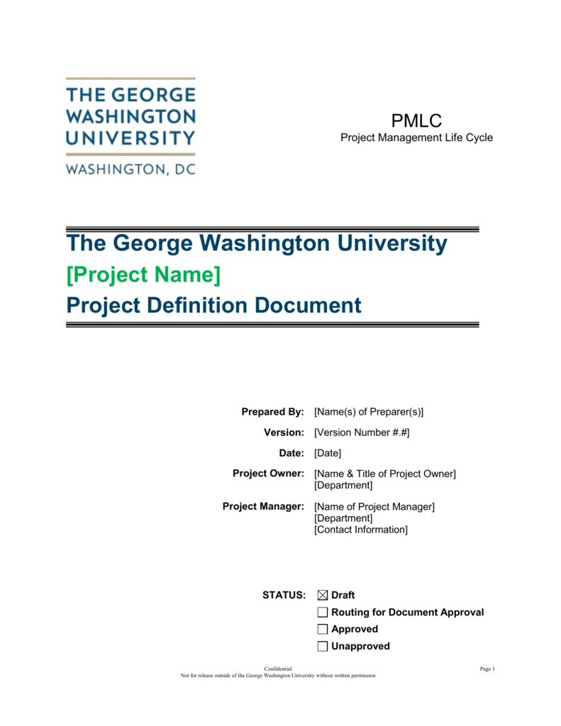 Project Definition Document Template Word