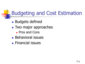 7 – Budgeting and Cost Estimation