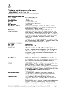 HLTAID003 Training and Assessment Strategy v2