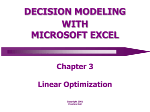 DECISION MODELING Chapter 3 Linear Optimization WITH
