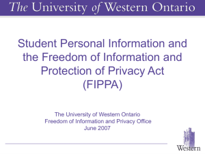 Student Personal Information and the Freedom of Information and