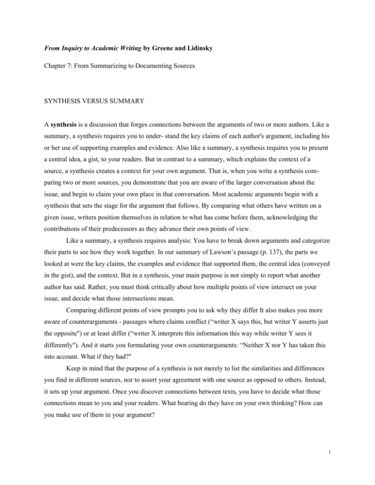 From Inquiry To Academic Writing Ch 7