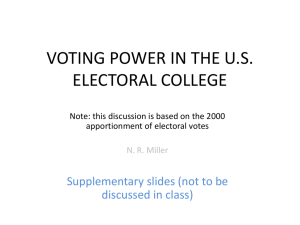 a priori voting power and the us electoral college