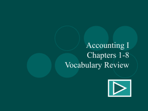 Accounting I Chapter One Vocabulary Quiz