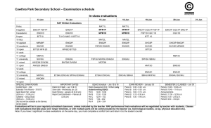 Examination schedule In-class evaluations