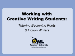 Working with Creative Writing Students: Tutoring Beginning