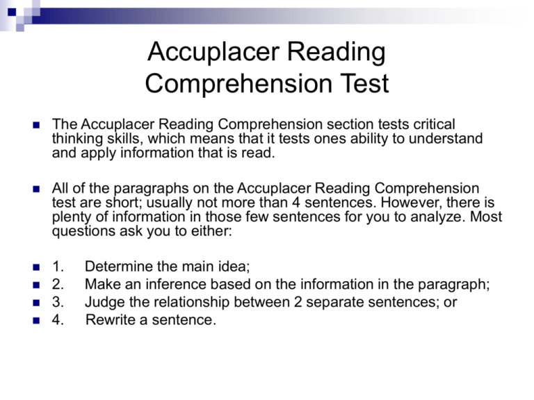 How Many Questions Are On The Accuplacer Reading Test