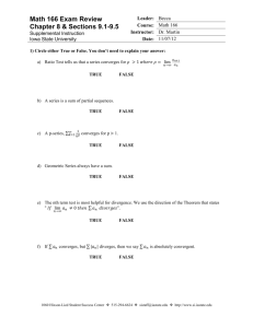 Math 166 Exam Review Chapter 8 & Sections