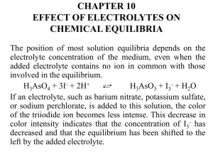 Chapter 9 Electrolyte Effects: Activity or concentration