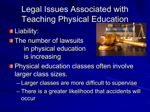 CH 15 – Legal Issues Associated with Teaching Physical Education