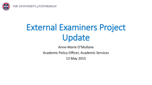 External Examiners update.May 2015