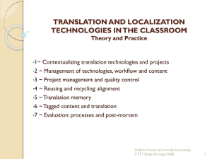 (1) Translation technologies and the project environment