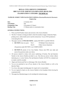 Technical Paper III - Bhutan Civil Service Examinations