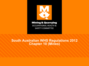 WHS Regulations SA 2012, Chapter 10 (Mines)